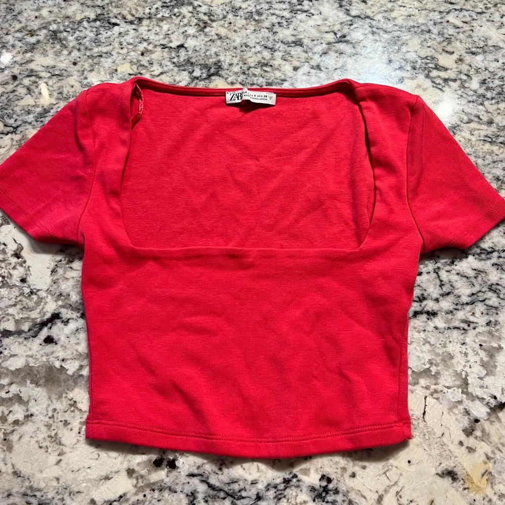 Zara Pink Square Neck shirt